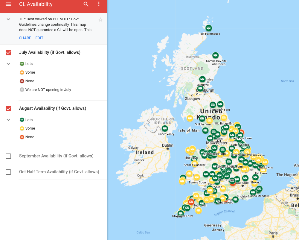 Camping And Caravan Club Sites Map Discussions | The Caravan Club